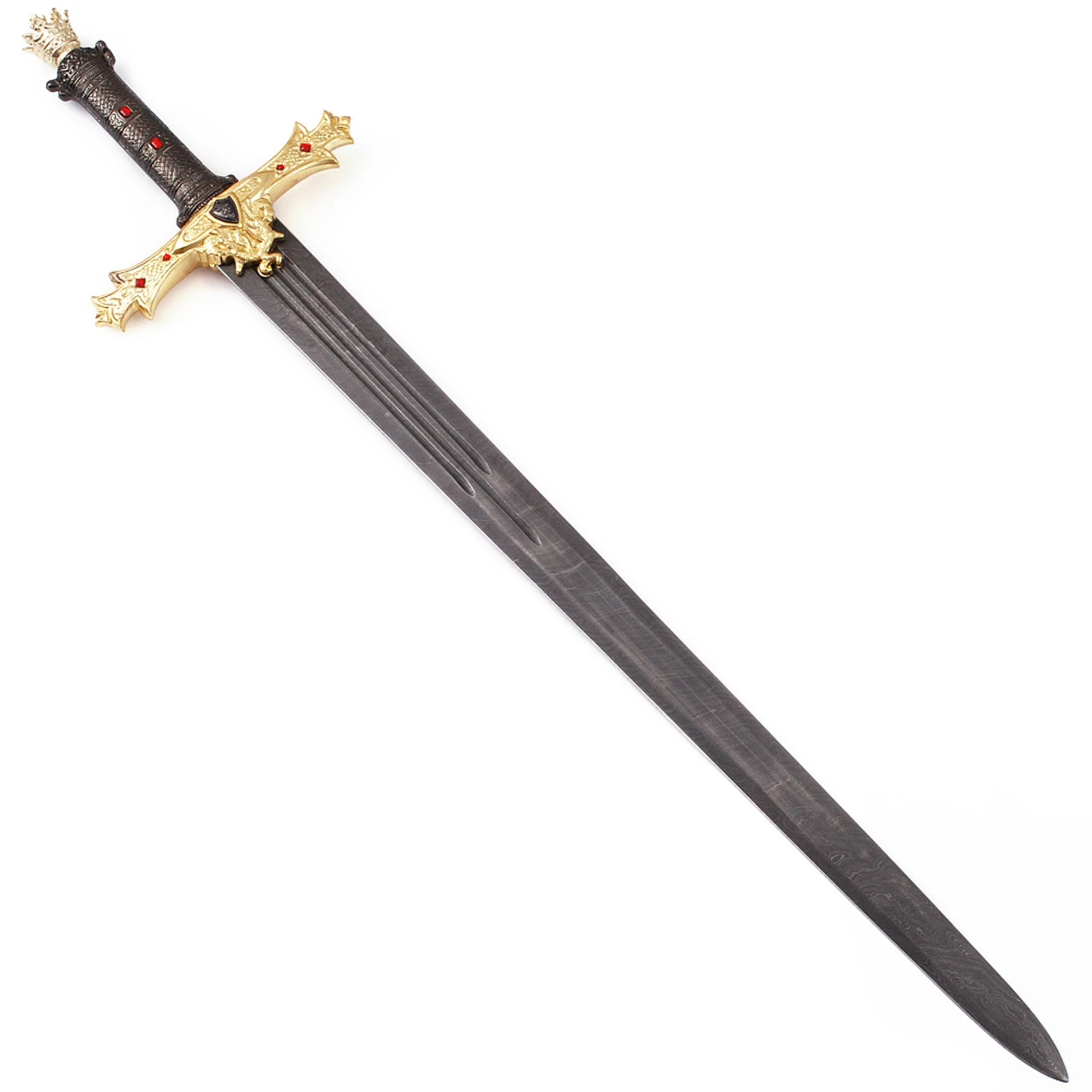 King Arthur Excalibur Gold Damascus Steel Medieval Sword - Image 2
