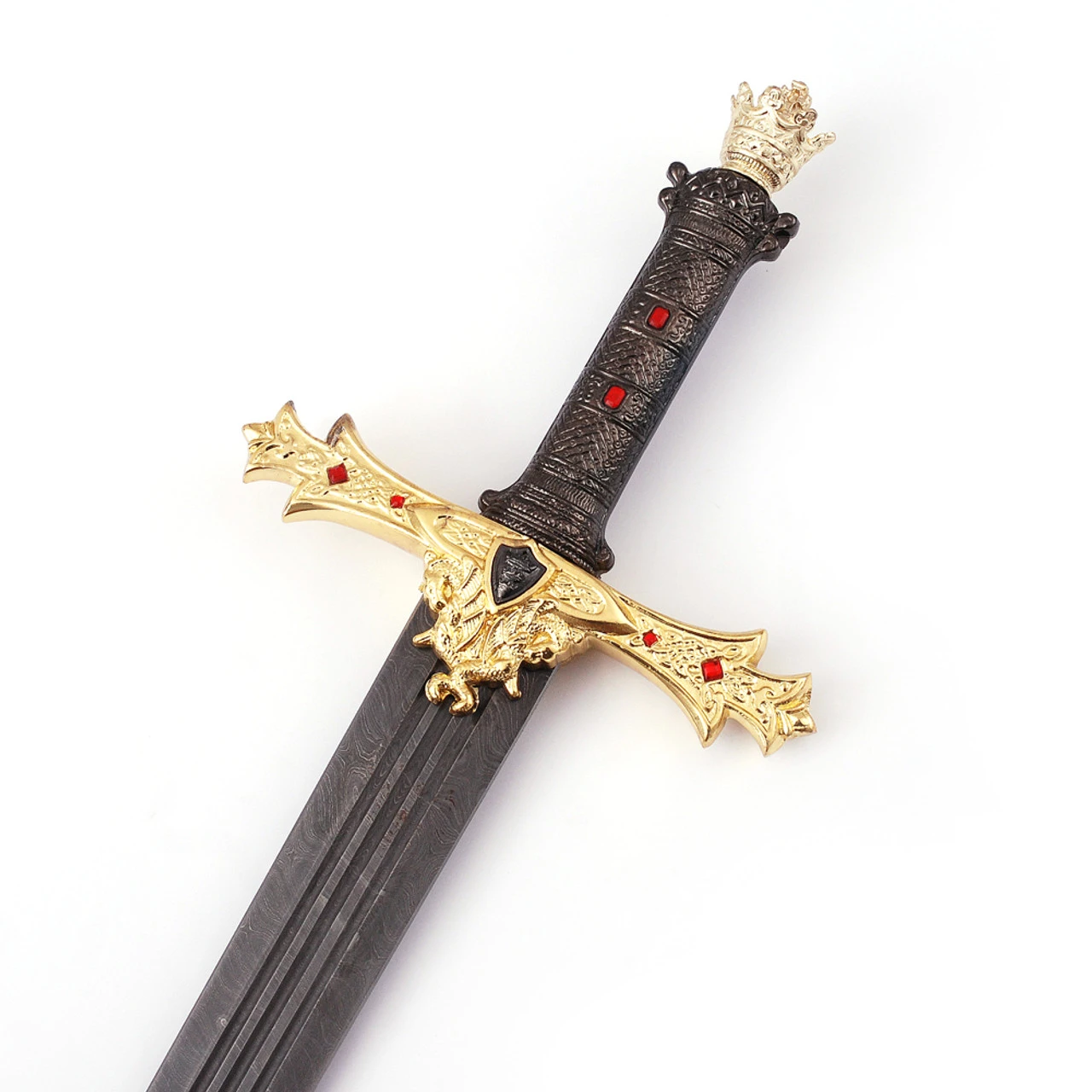 King Arthur Excalibur Gold Damascus Steel Medieval Sword - Image 4