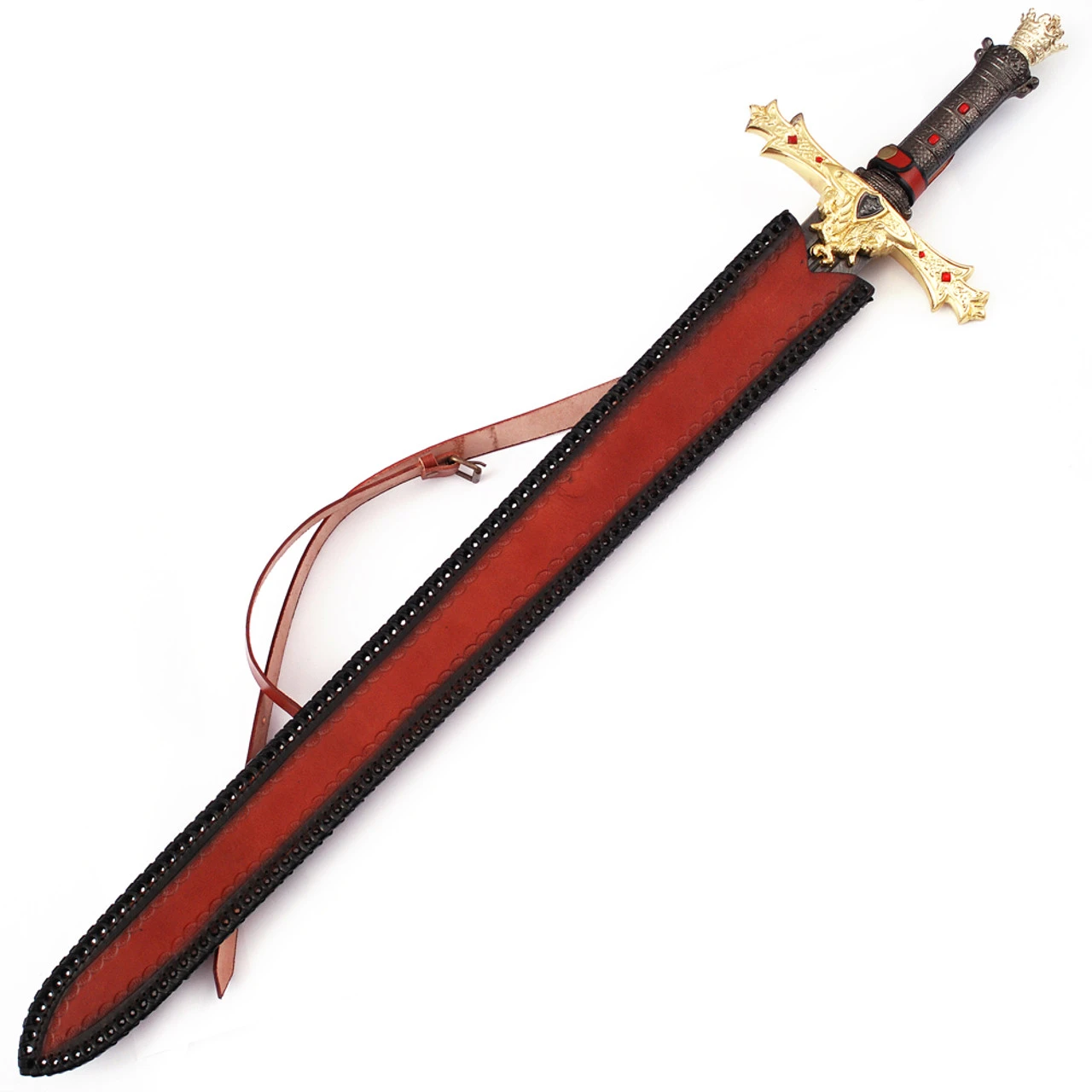 King Arthur Excalibur Gold Damascus Steel Medieval Sword - Image 3