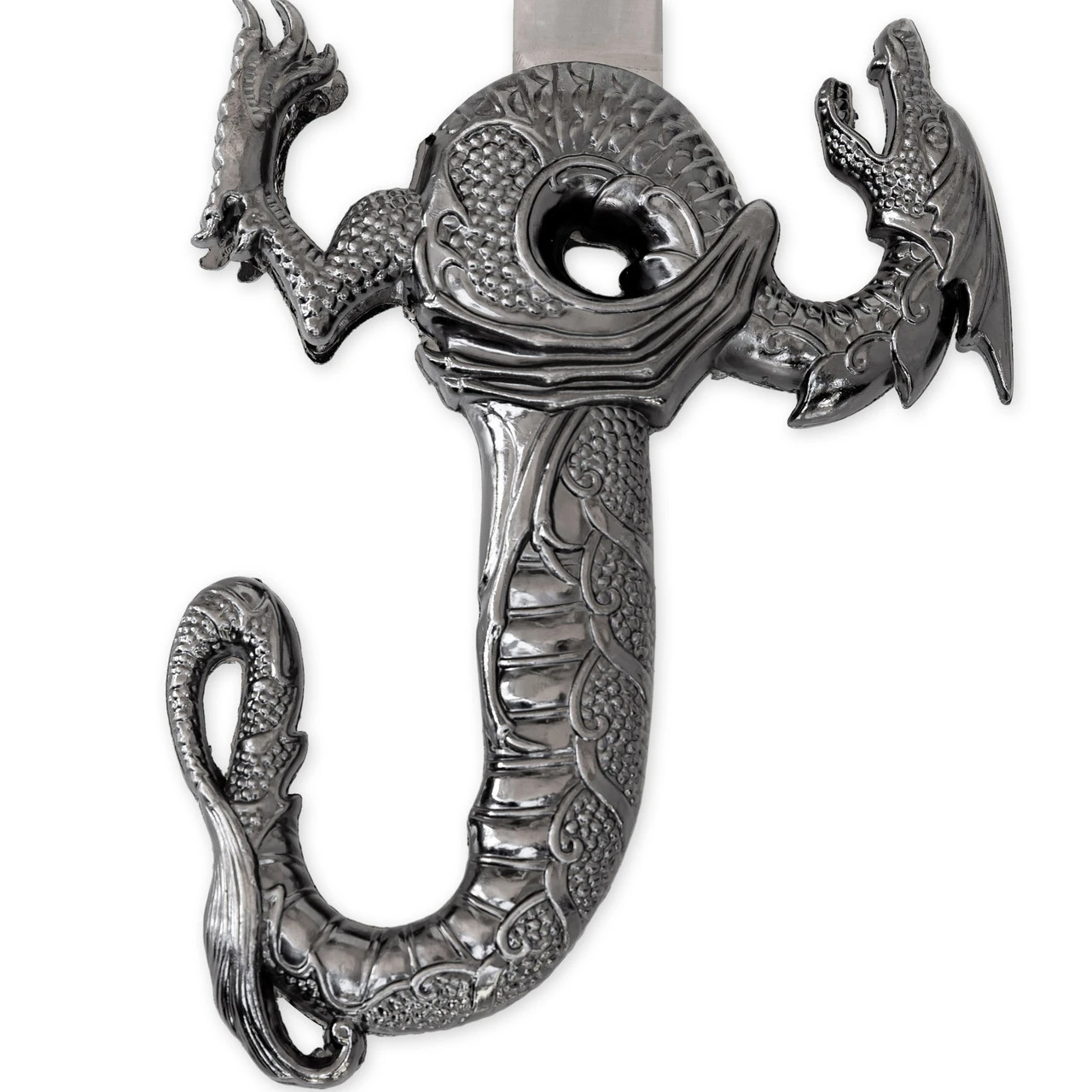 Sea Of Flames Dragon Serpent Silver Ceremonial Royal Dynasty Saber Sword W/ Hard Scabbard - Image 6