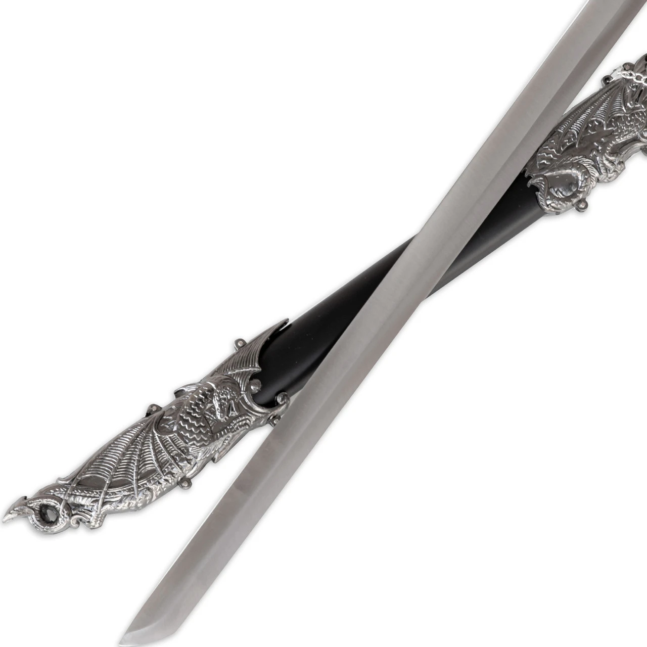 Ash-stained Wasteland Dragon Serpent Chinese Sword | Antiqued Silver Wyvern Ceremonial 37” Royal Dynasty Saber - Image 4