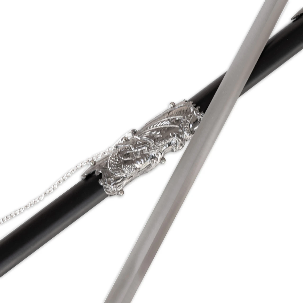 Ash-stained Wasteland Dragon Serpent Chinese Sword | Antiqued Silver Wyvern Ceremonial 37” Royal Dynasty Saber - Image 5