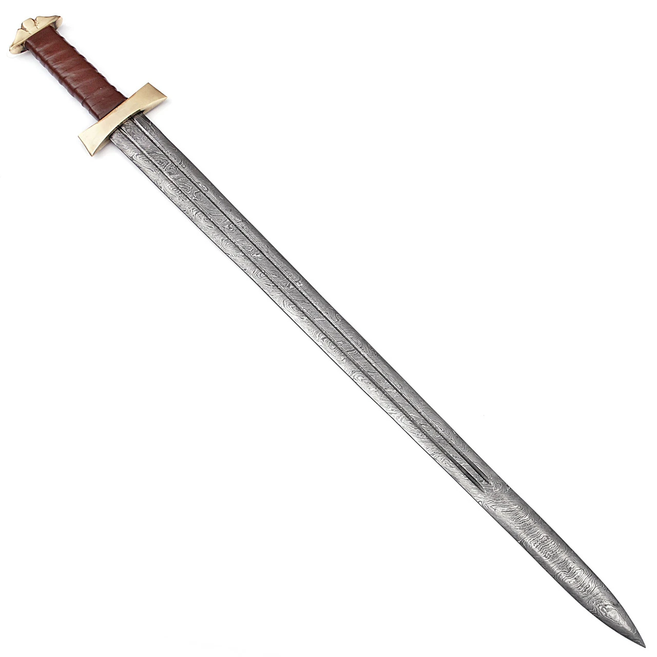 Golden High Strike Damascus Steel Battle Viking Sword - Image 2