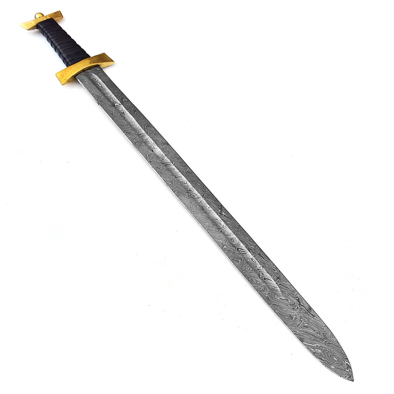 Ancient Roman Inspired Damascus Steel Spatha Historical Replica Sword - Image 2