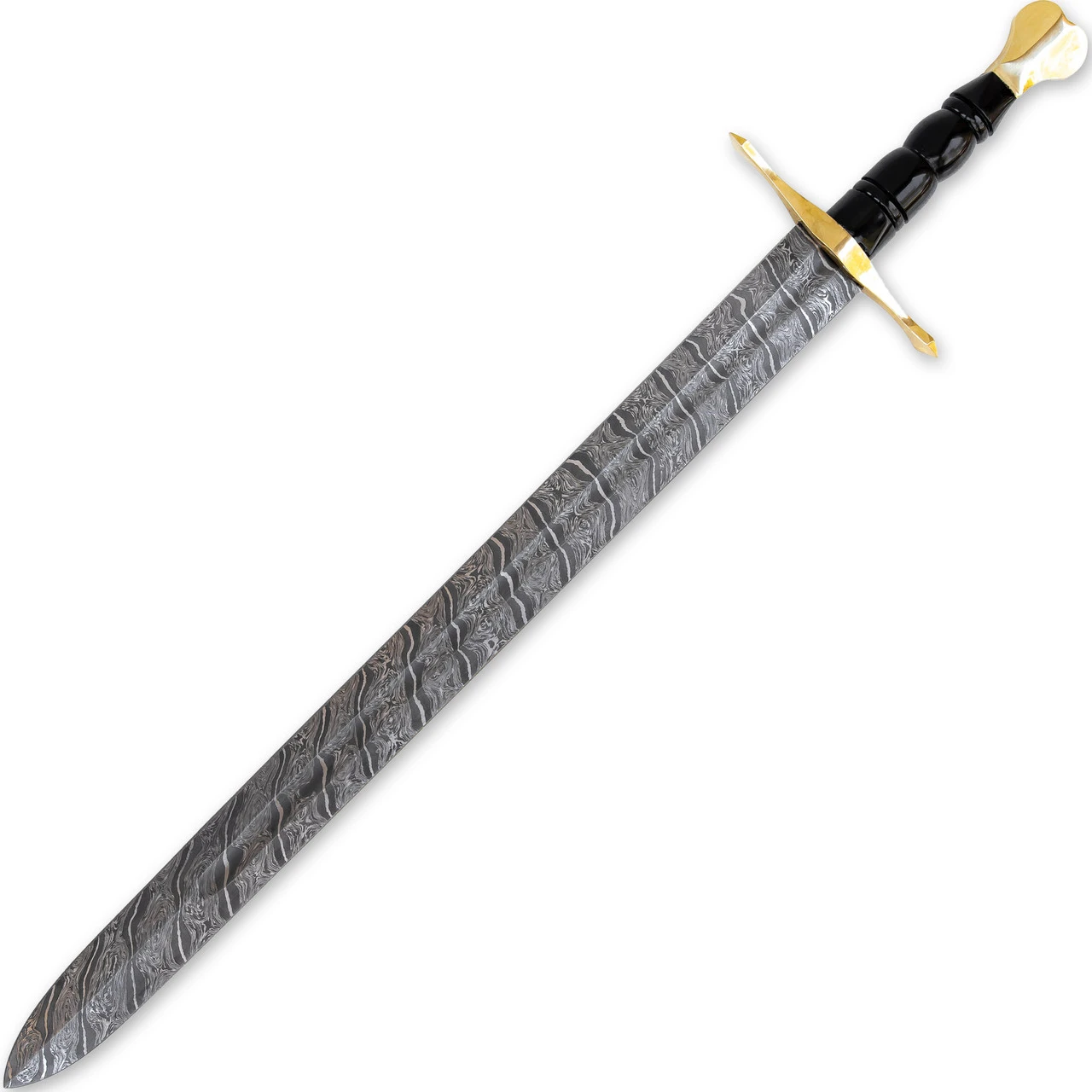 Jewel Of The Nation Medieval European Damascus Steel Arming Sword With Sheath