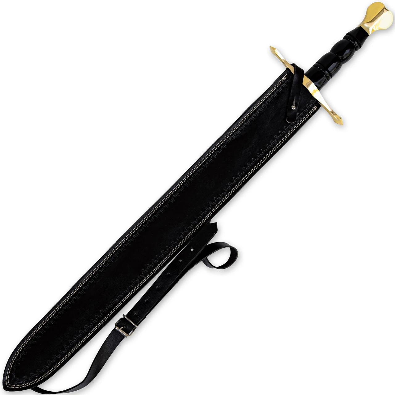 Jewel Of The Nation Medieval European Damascus Steel Arming Sword With Sheath - Image 3