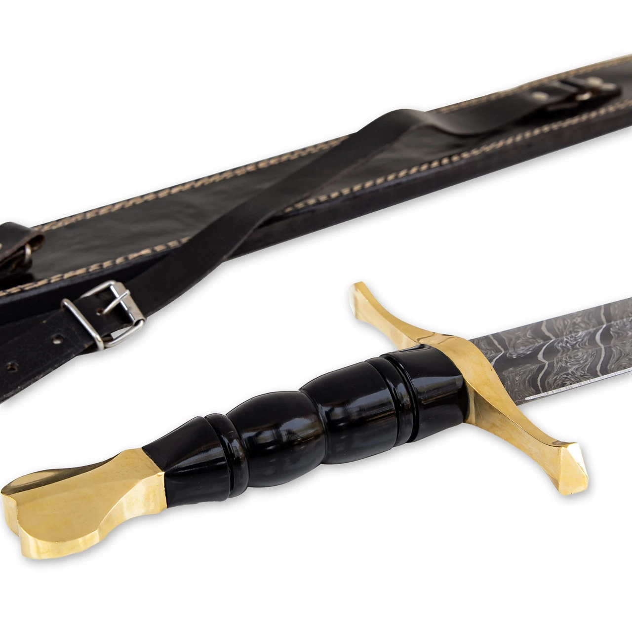 Jewel Of The Nation Medieval European Damascus Steel Arming Sword With Sheath - Image 5