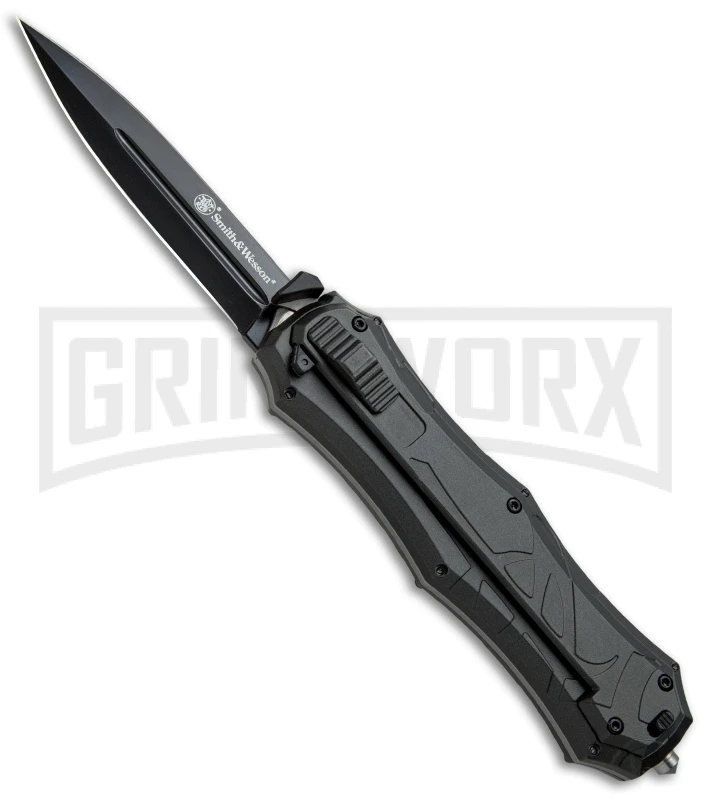 Smith & Wesson Spring Assisted Finger Actuator Spear Point OTF Knife - Black