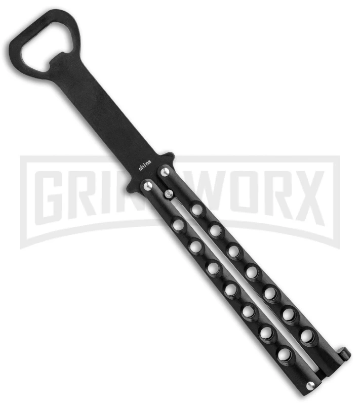 Black Bartender "Bottle-Fly" Butterfly Knife Bottle Opener