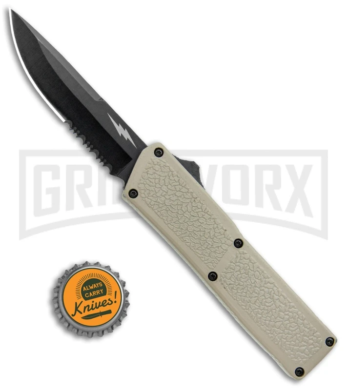 Thunder Tan D/A OTF Automatic Knife - Black Serr - Image 4