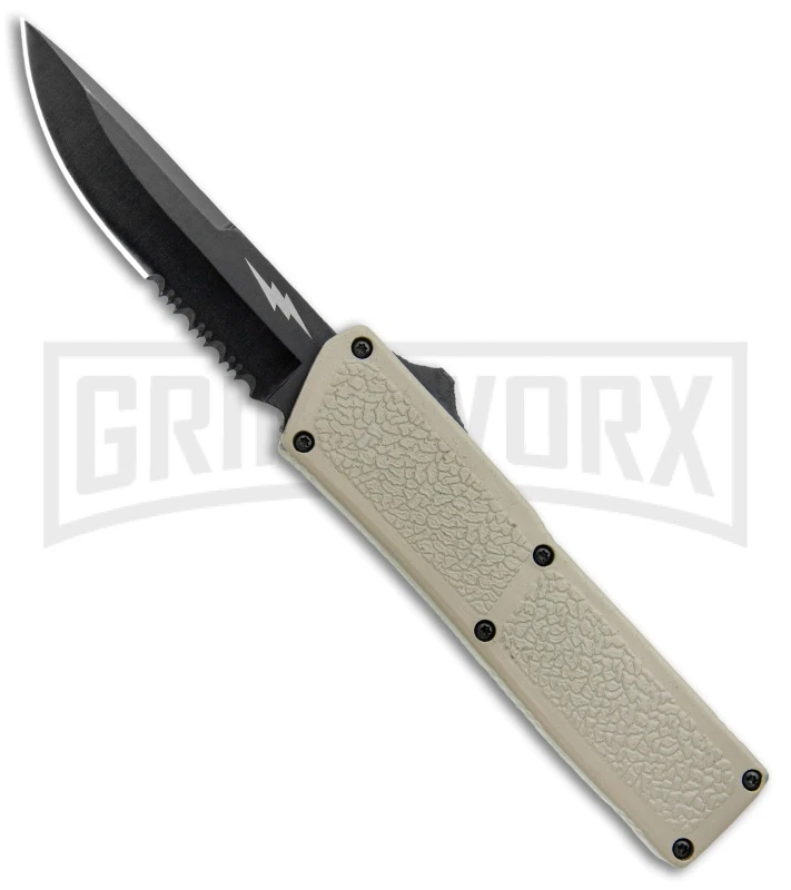 Thunder Tan D/A OTF Automatic Knife - Black Serr