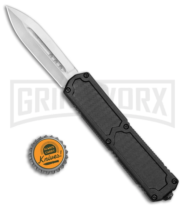 Titan Black D/A OTF Sim Carbon Fiber Automatic Knife - Dagger Satin Plain - Image 4