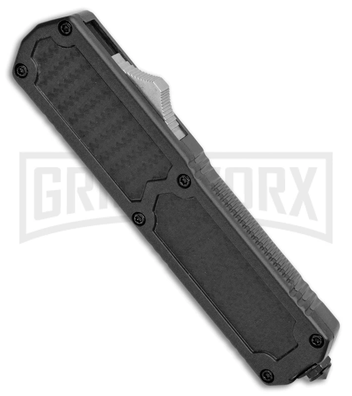 Titan Black D/A OTF Sim Carbon Fiber Automatic Knife - Dagger Satin Plain - Image 2