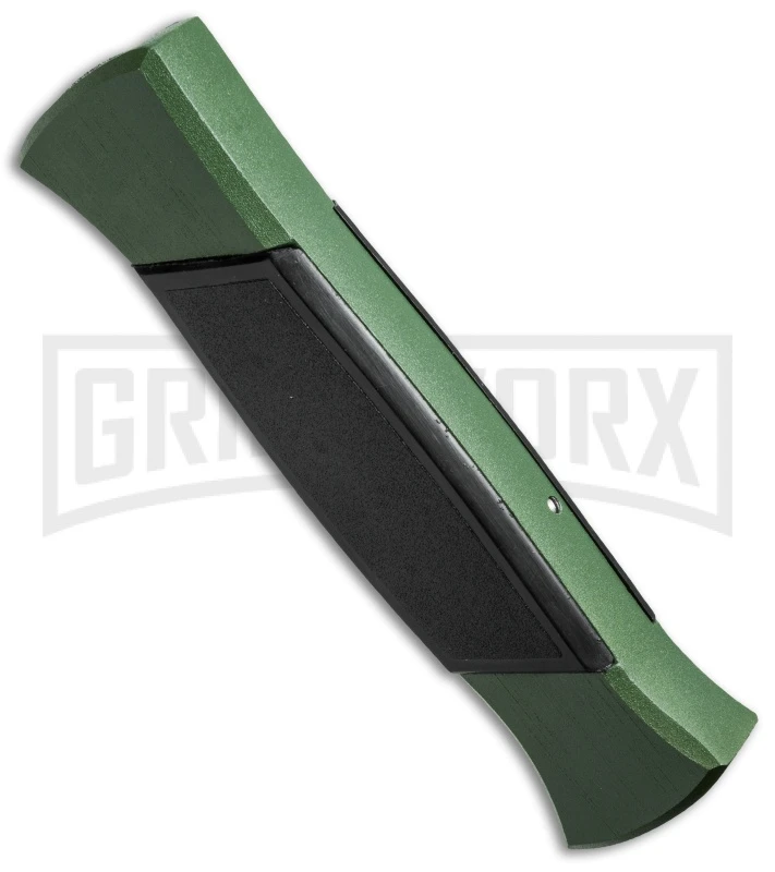 AKC 777 Blackfinger Green/Black OTF Automatic Knife - Flat Grind Satin Plain - Image 2