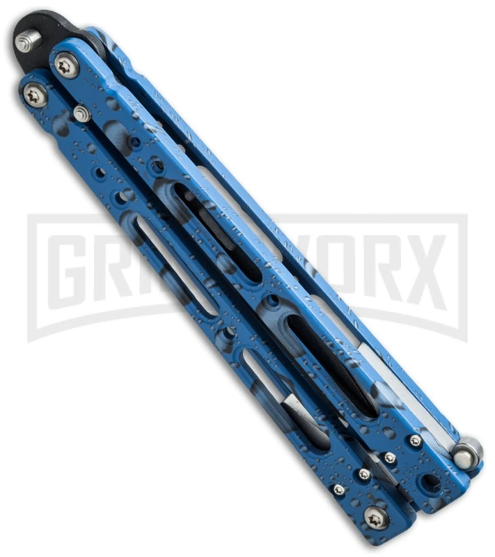 Bear OPS Bear Song IV Blue Raindrop Butterfly Knife - Black Plain - Image 2