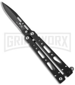 Bear OPS Small Bear-Song IV Black Butterfly Knife - Black Plain