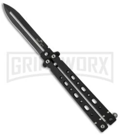 Bear OPS Bear-Song V Black Balisong Butterfly Knife - Black Plain