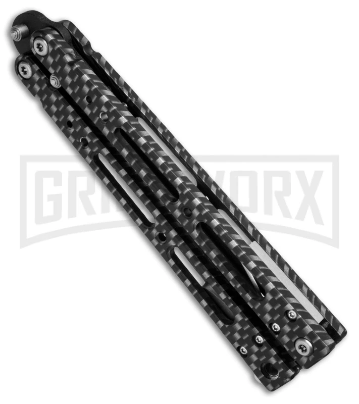 Bear OPS Bear Song IV Sim Carbon Fiber Balisong Butterfly Knife - Black Plain - Image 3