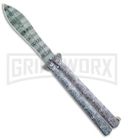 Chalkhill Balisong Black Butterfly Knife - Spear Point Pattern Finished
