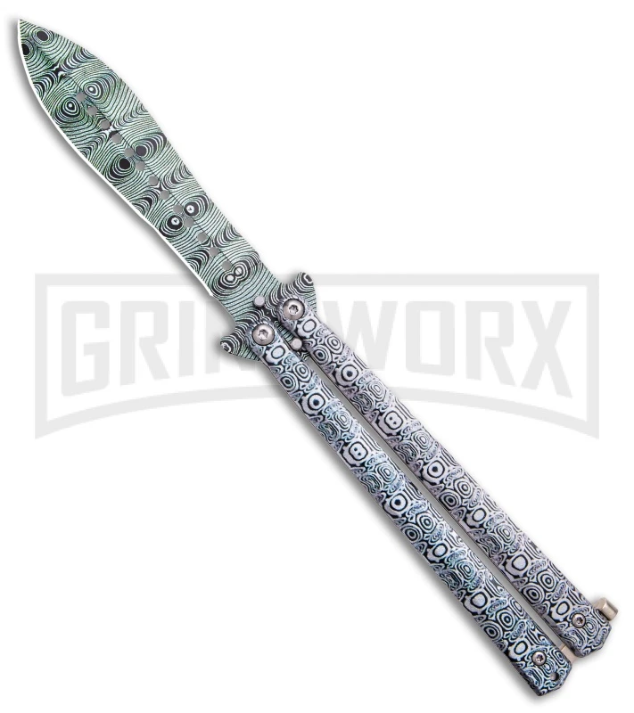 Chalkhill Balisong Black Butterfly Knife - Spear Point Pattern Finished
