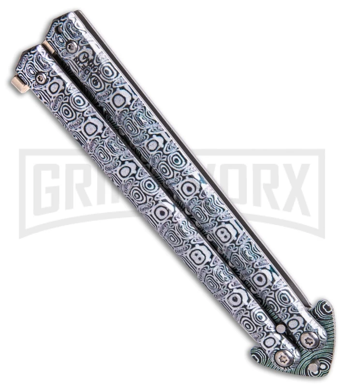 Chalkhill Balisong Black Butterfly Knife - Spear Point Pattern Finished - Image 3