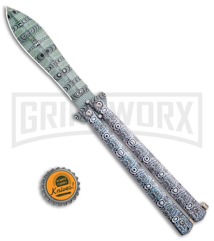 Chalkhill Balisong Black Butterfly Knife - Spear Point Pattern Finished - Image 4