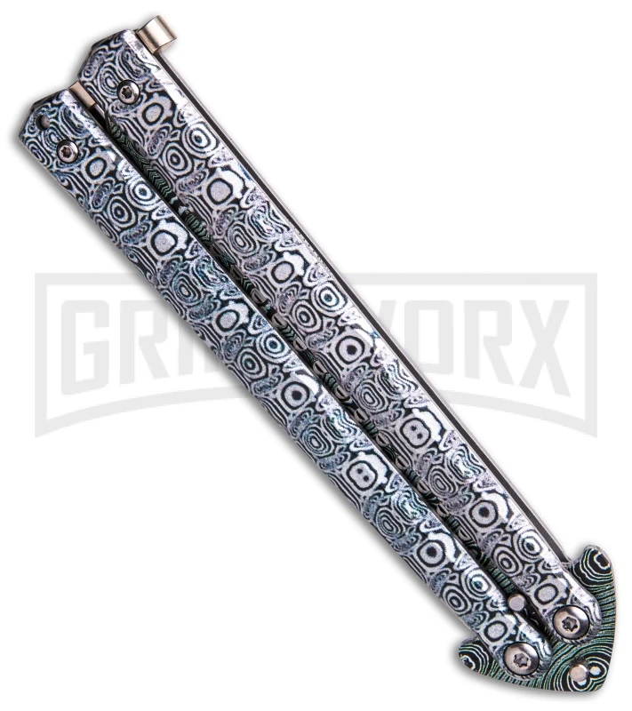 Chalkhill Balisong Black Butterfly Knife - Spear Point Pattern Finished - Image 2