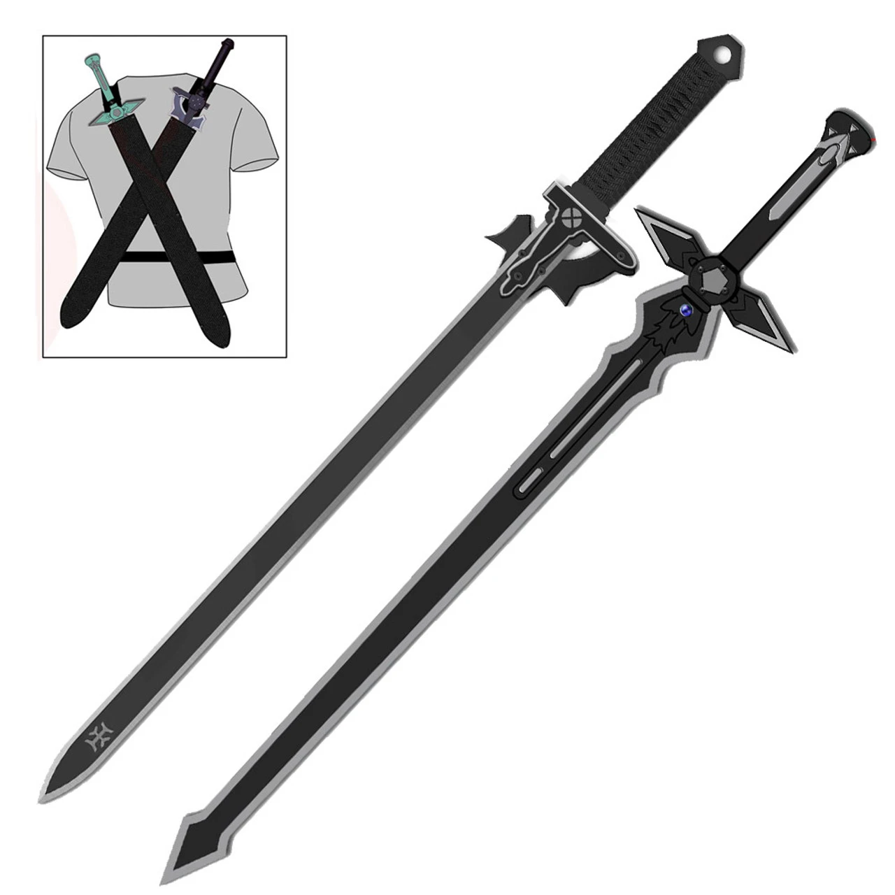 Kiritos Dark Replulser Elucidator Back Sheath Sword Set - Image 4