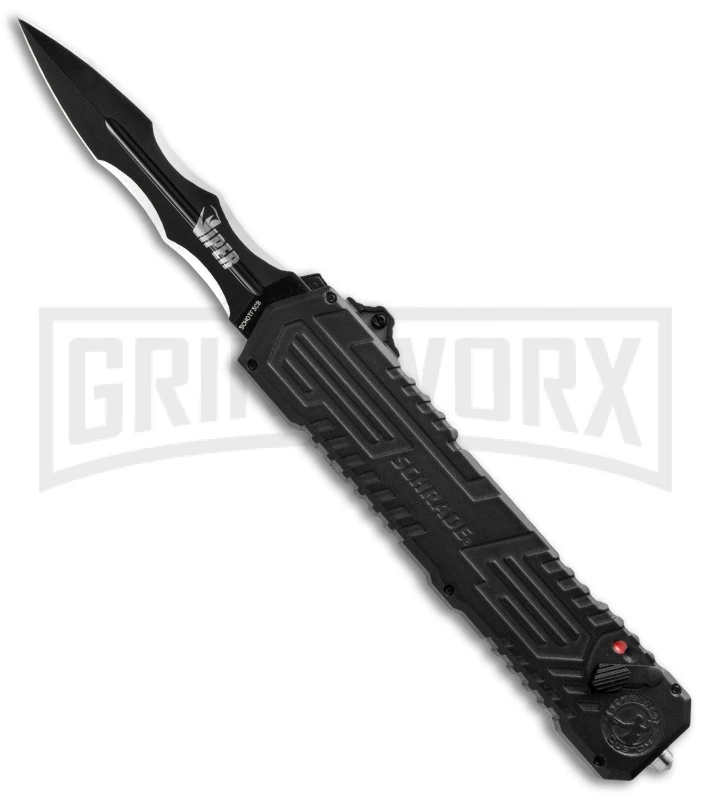 Schrade Viper SCHOTF3CB Black OTF Spring Assisted Knife - Black Plain